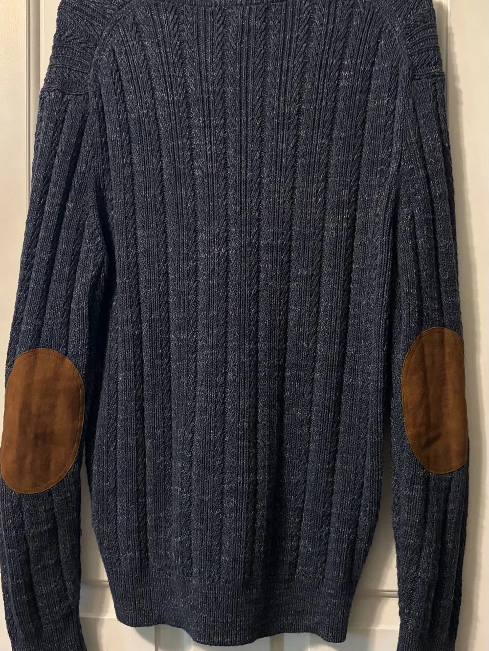 J. Crew Navy Ribbed Shawl-Collar Cardigan with Suede Elbow Patches